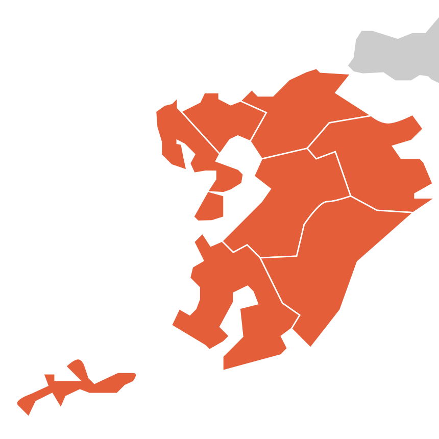 九州・沖縄エリアの地図